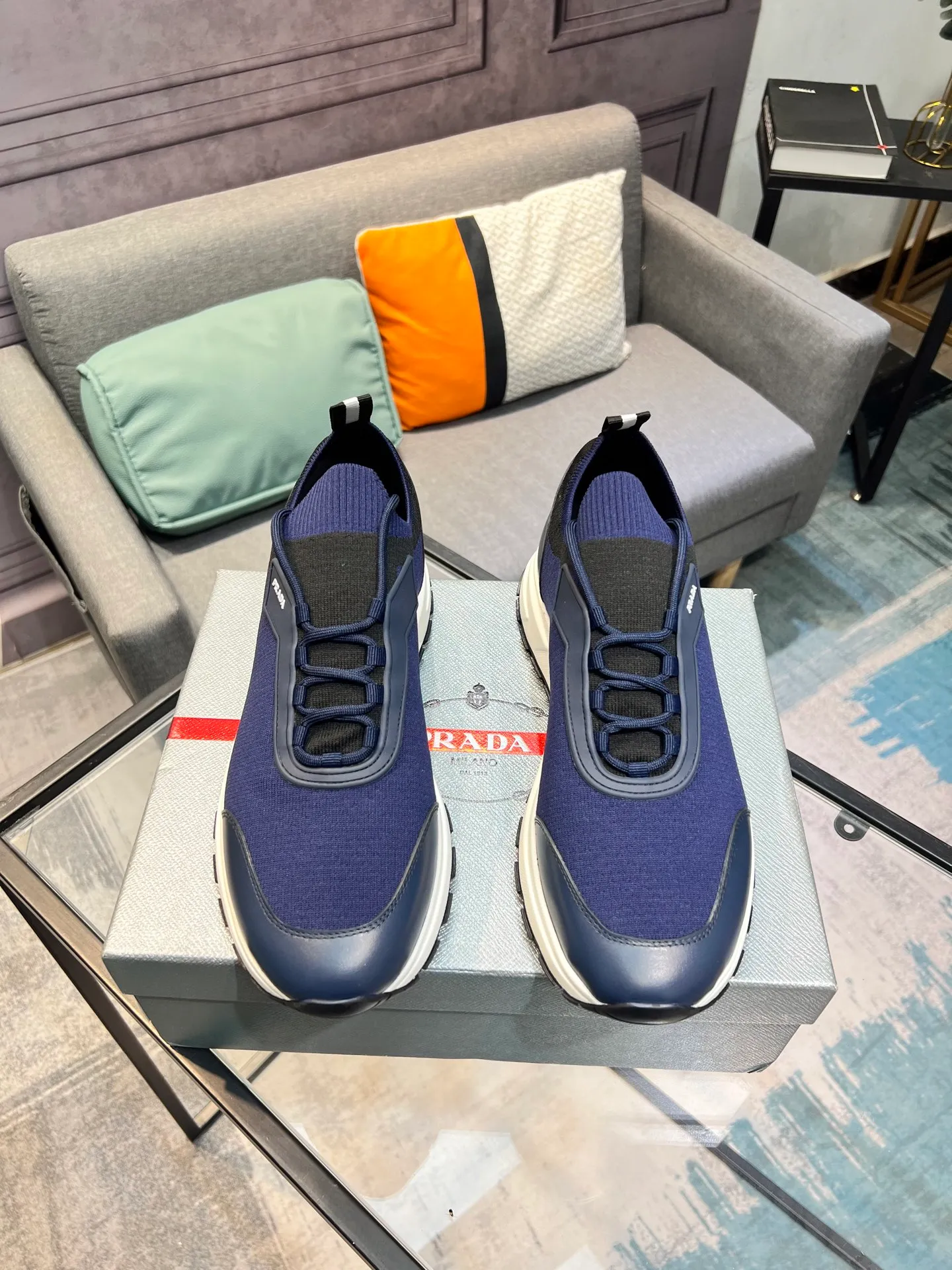 Men's shoes 💰500 PRADA "Prada" casual shoes Regular size: 38-44 (45 can be customized) Product material: Selected cowhide with fly weave material, genuine leather lining, original outsole